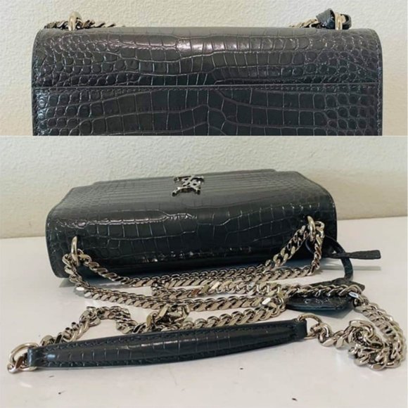 YSL SUNSET Medium Croc black Crossbody Brand New - Picture 4 of 15